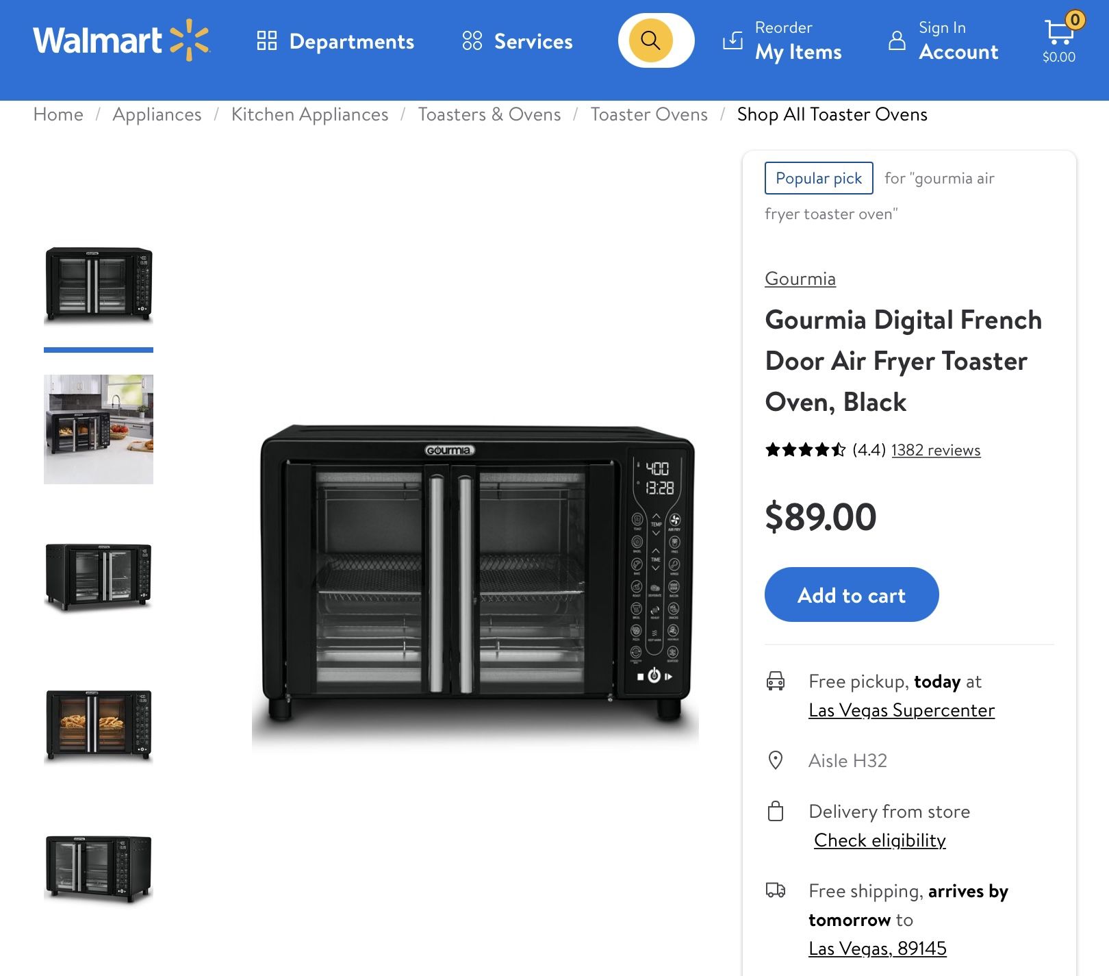 Gourmia Digital French Door Air Fryer Toaster Oven, Black – Vegan Black  Market