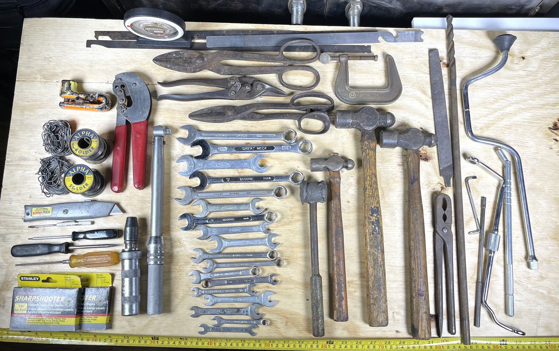 VINTAGE TOOLS LARGE LOT IMPACT WRENCH, DRIVER, METAL SNIPS, WRENCHES+