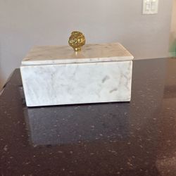 6” X 9” Marble Decorative Box With Gold Accent