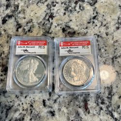 John Mercanti 1986-S Eagle & 1886 Mogan Dollar