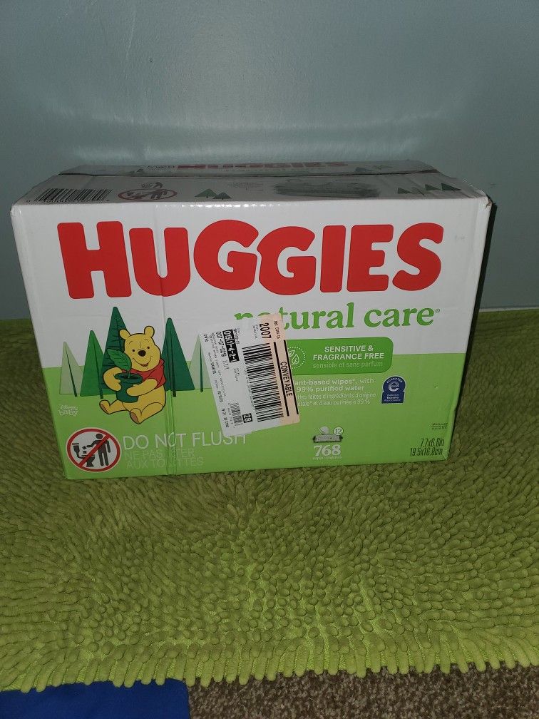 768 Baby Wipes Huggies Natural Care Sensitive & Fragrance Free 