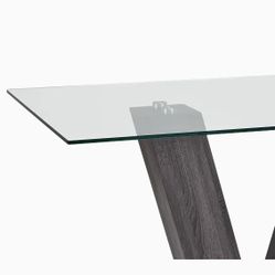 Rectangle Glass/Wood Dining Table 