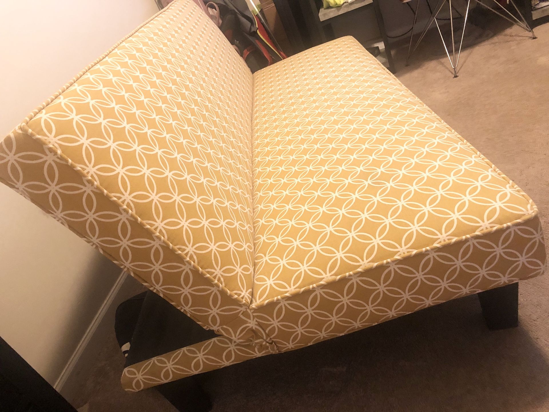 Modern Link Pattern Futon; Mustard Yellow