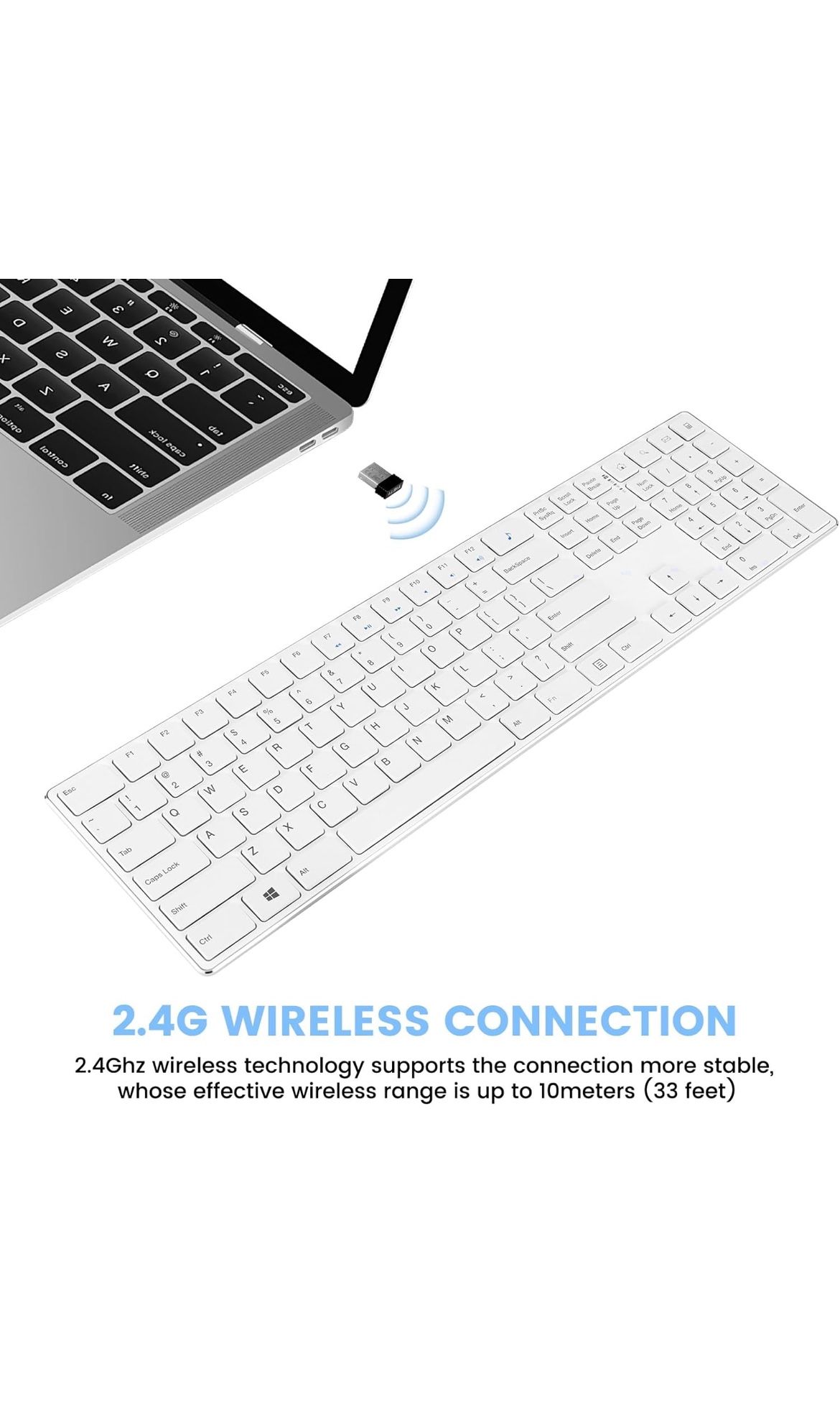 Wireless Keyboard, 2.4G Slim and Compact Wireless Keyboard with Numeric Keypad