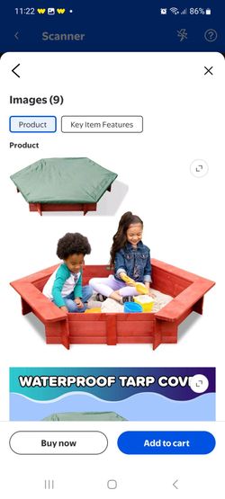 Sportspower 4.9' x 4.2' Hexagon Wooden Sandbox with Cover & Ground Liner