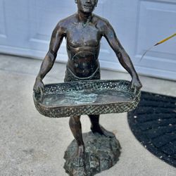 Vintage Bronze Statue BLACKAMOOR with Basket 30.5” 