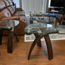 Two Glass Side Tables 