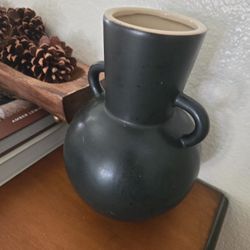 Vintage Rustic ceramic Vase with Handle Mid-Century Modern Style Cabinet Display table arch shelf
