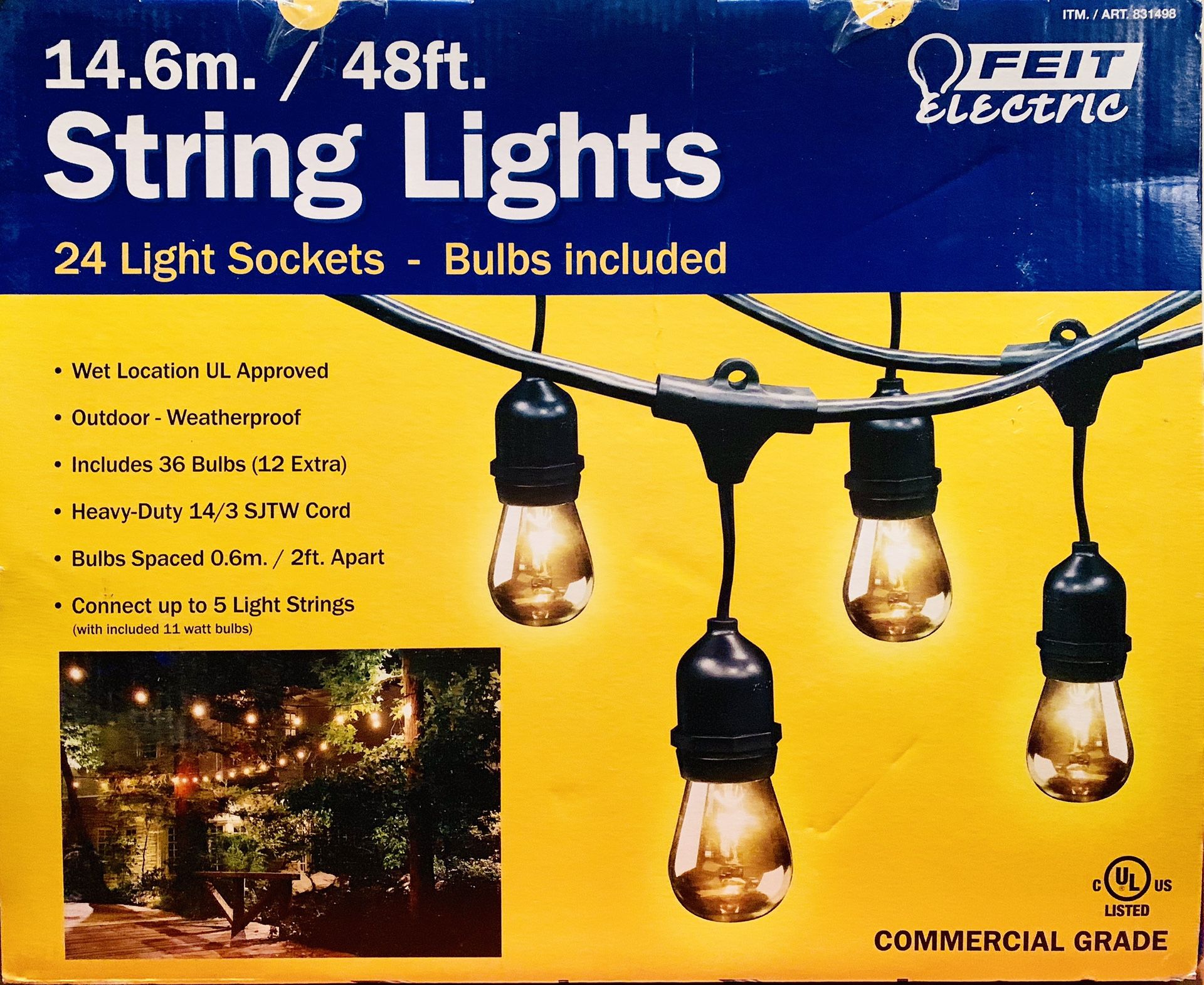 Outdoor Patio String Lights 48’ NEW IN BOX
