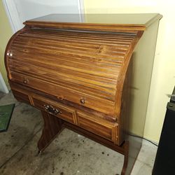 Antique Solid Wood Rolltop Desk
