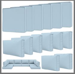 BRAND NEW!! NEW!! 14 Pcs Outdoor Patio Cushion Covers Replaceable Waterproof Outdoor 3 sizes light blue
