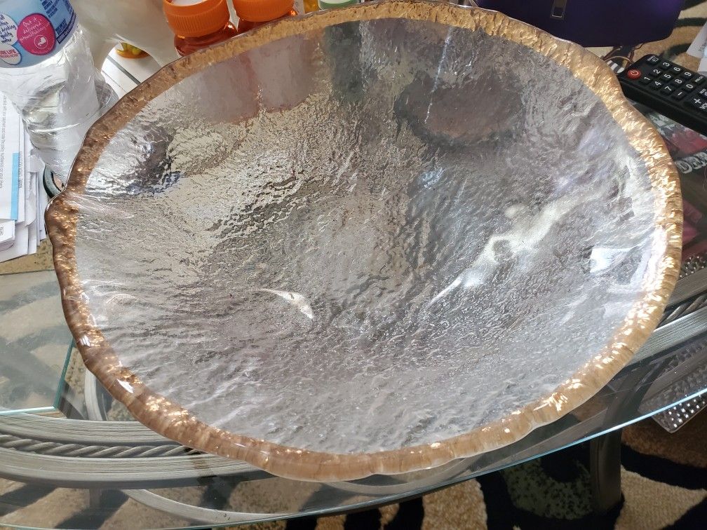 Beautiful Gold Color Edged Frosted Bowl