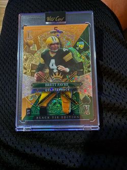 bret favre king of hearts 1/1 black tie wild card ylw and grn  packers sdjh-bfn