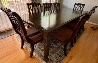 9 Piece Solid Wood Dinning Table Set