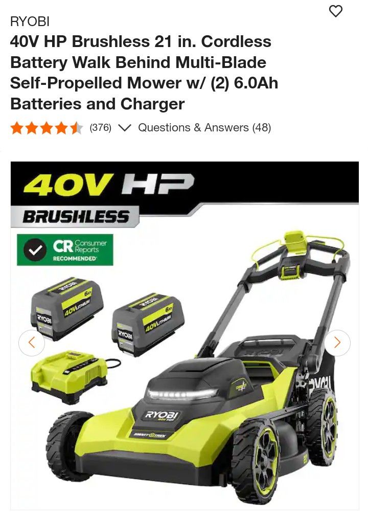 Ryobi Self Propelled Lawnmower 40v