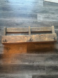 Wall Shelf Rustic W/ Hooks