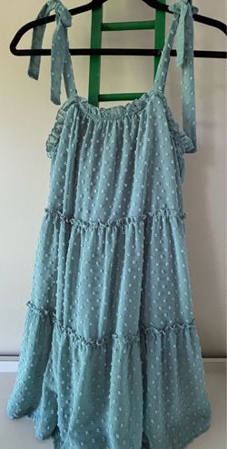 Altar'd State Blue Mini Dress Ruffle Tie Straps Square Neck Chiffon M