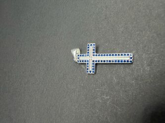 ✝️ Blue Stone Cross Pendant – Sterling Silver ✝️