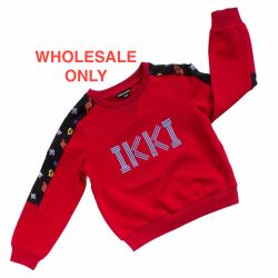 IKKI Island Kids Boys Long Sleeve Cotton Sweater Red Grey