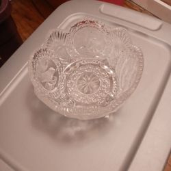 Beautiful Large Glass Crystal Bowl With Birds