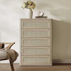 Rattan 5 Drawers Dresser 