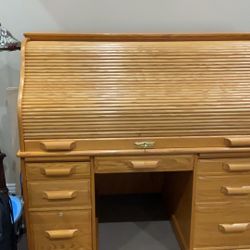 Solid Oak Roll Top Desk