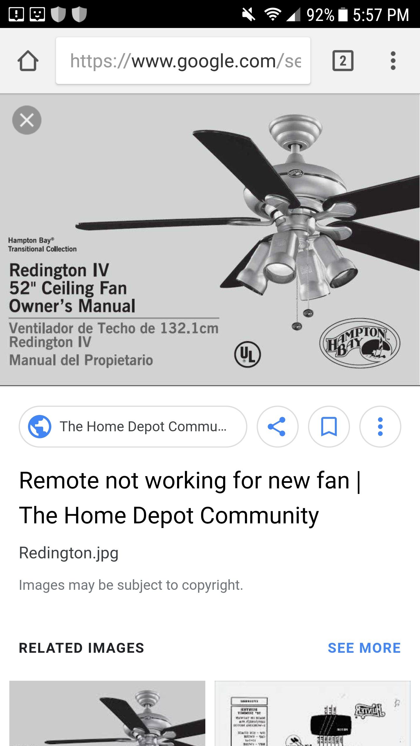 Hampton Bay Redington iv Ceiling Fan