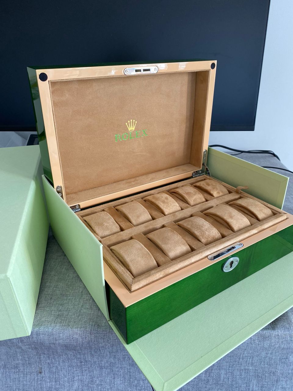 Rolex Watch Case Box Holder Multiple Storage With Lock And Key * 10 Watch Luxury