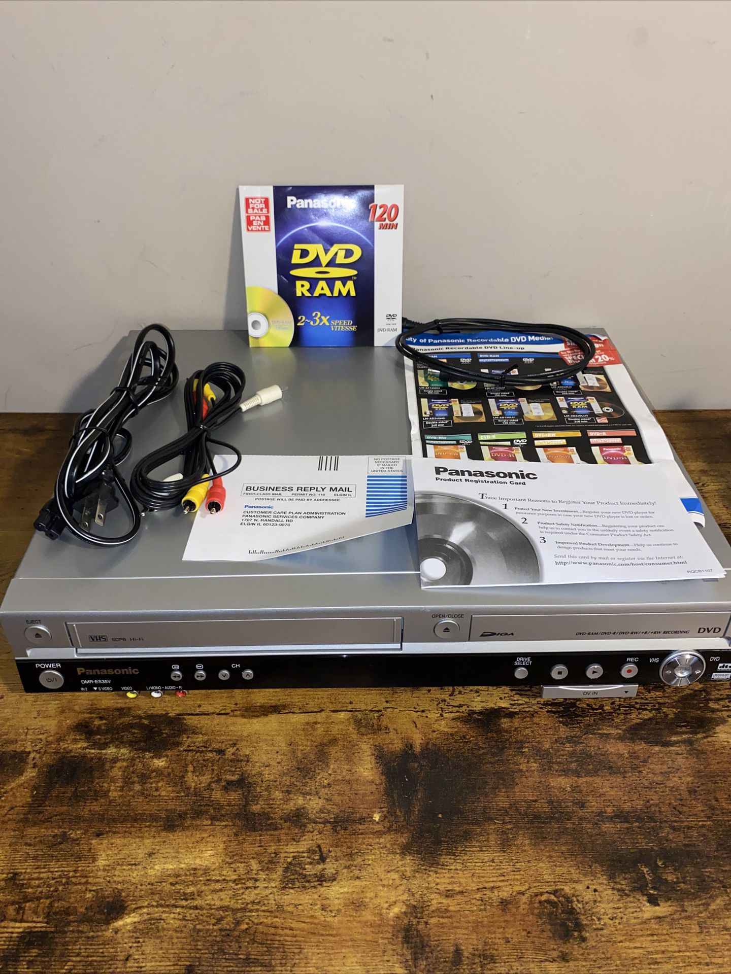 Panasonic DMR-ES35V VCR DVD Player DVD Recorder Tested (No Remote)