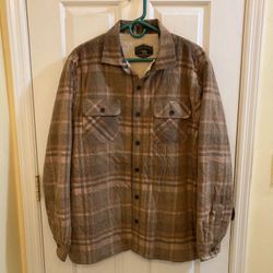 Freedom Foundry Brown And Tan Plaid Winter Flannel Button Down Jacket