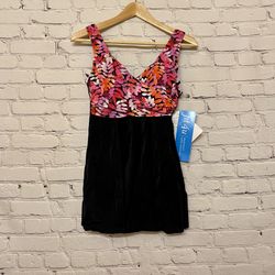 Fit 4 U Wrap Swim Dress Coral Size 6 NWT