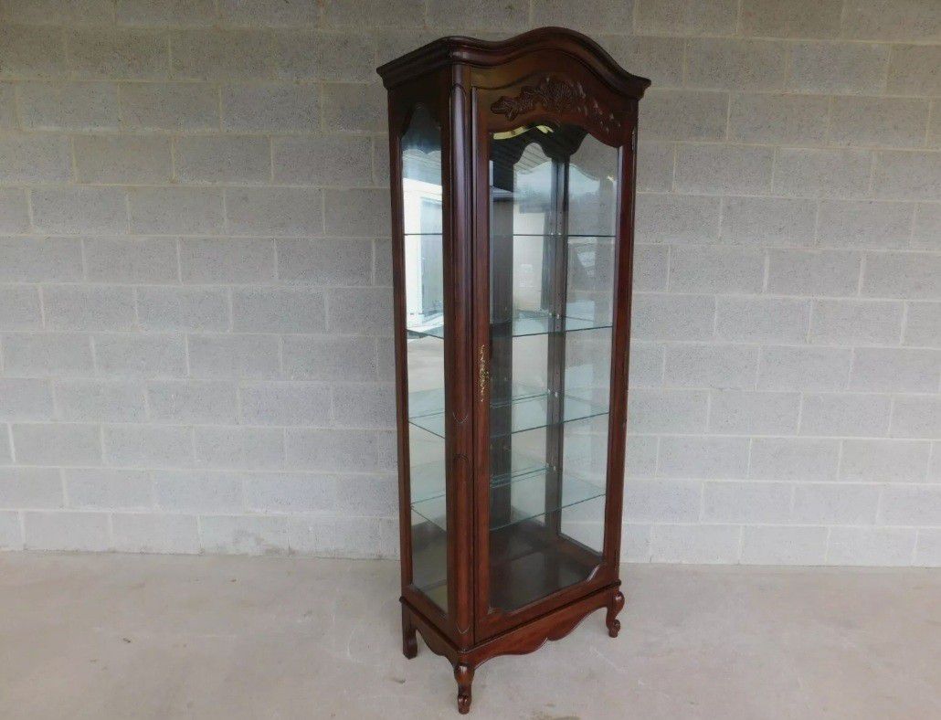 Jasper French Louis XV Style Cherry Lighted Curio Display Cabinet 

   