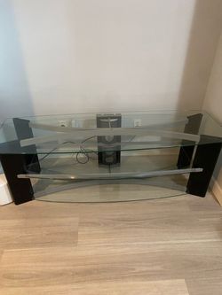 Modern 3-Tier Tempered Glass TV Stand & Media Console