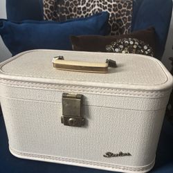 Vtg 1950s Blandon LADY BALTIMORE Train Case Hard Shell Handle Brass Accent