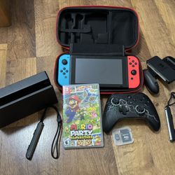 Nintendo Switch Bundle With Game, extra storage, and a pro controller