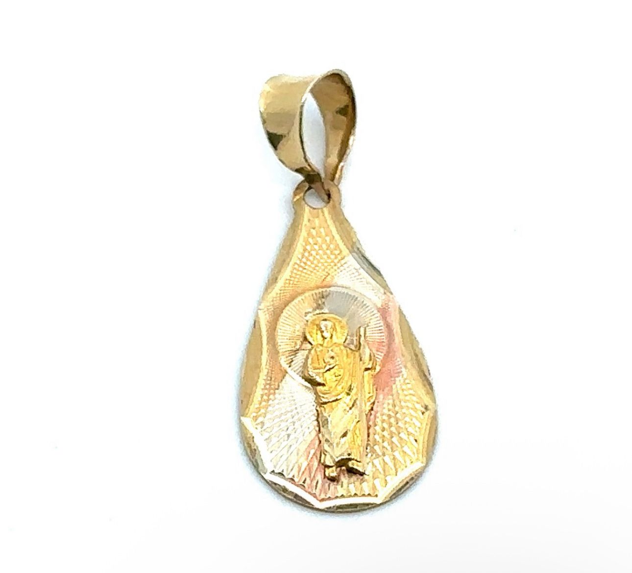 Woman’s Ladies 10k Tri Toned Rose White Yellow Gold Oval Saint St. Jude Charm Pendant GP3076041