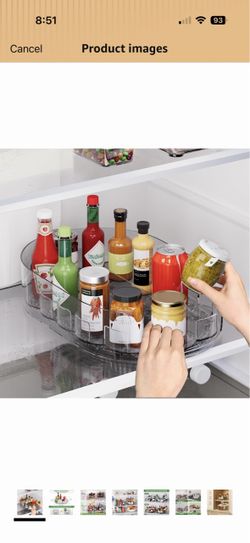 Lazy Susan Organizer for Refrigerator, 13" x 8.5" Clear Rectangular Fridge Organizer Turntable for Condiments, Spice Racks Organizer for Cabinet, Pant