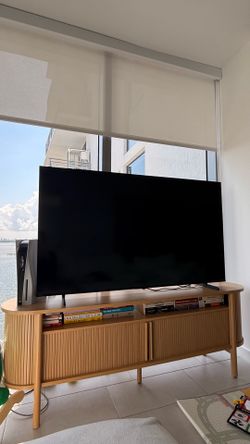 Slatted TV stand