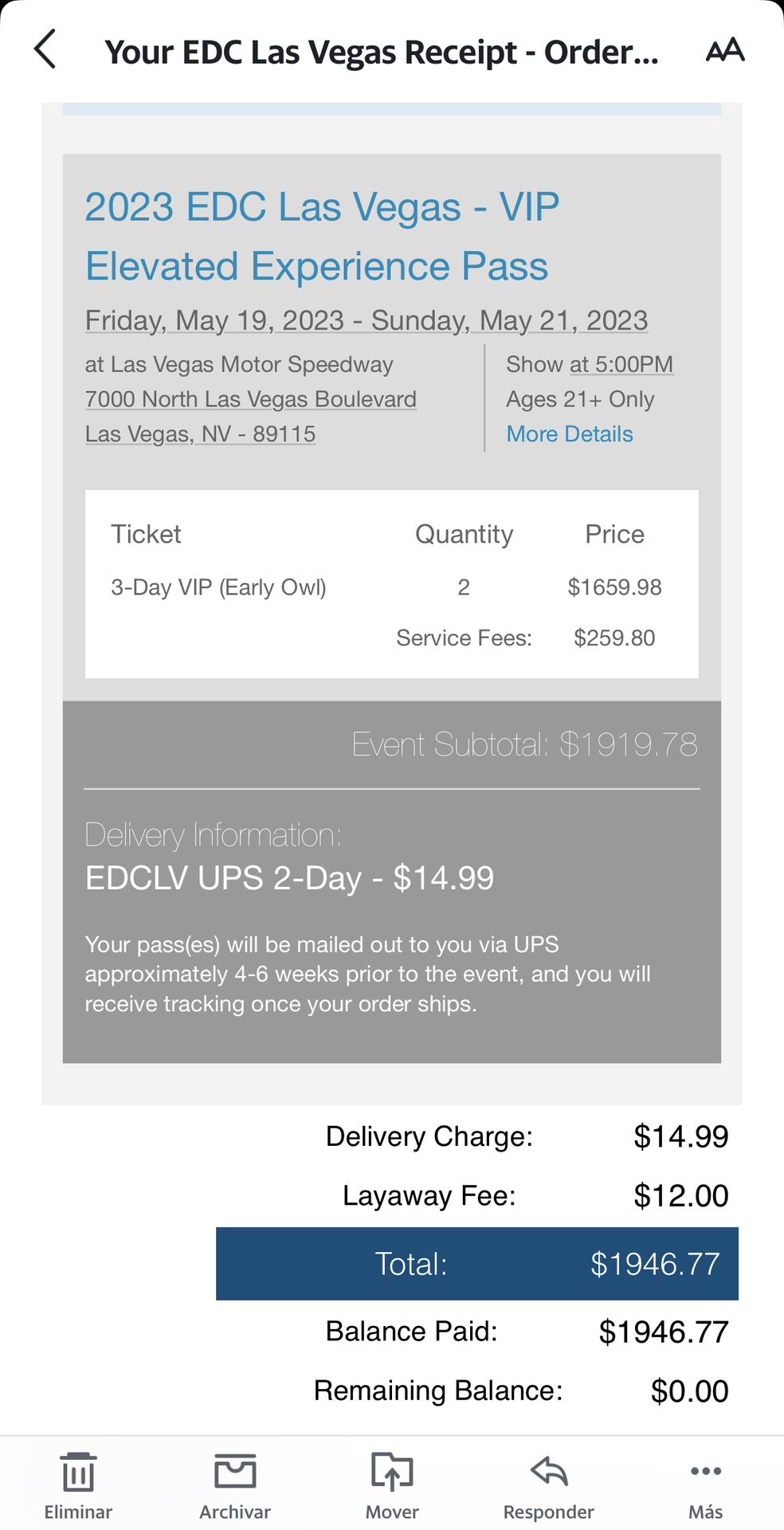 EDC VIP Tickets
