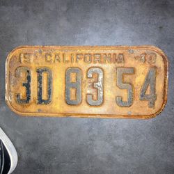 1940 California License Plate
