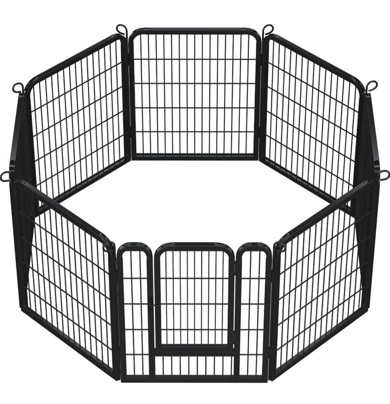 8 Panels Dog Playpen, Metal 32" Dog Fence with Easy-Carry Straps&Stakes Storage Bag for RV Camping Dog Pen Play Pen for Small/Medium/Large Dogs