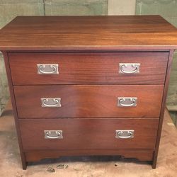 Mission style 3 drawer mahogany dresser all solid wood with undermount blum slides the dimensions are 36-1/2" long, 21" deep,  30" tall.