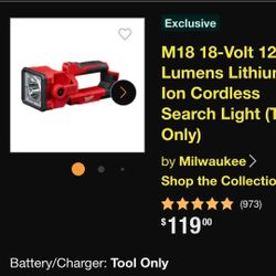 Milwaukee M18 LED SEARCH LIGHT 