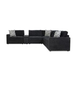 Charcoal 117'' 6 Piece Storage Sectional with 2 Armless Storage Chairs, 1 Console, 1 Corner, 1 Left Arm Facing Storage Chair, 1 Right Arm Facing Stora