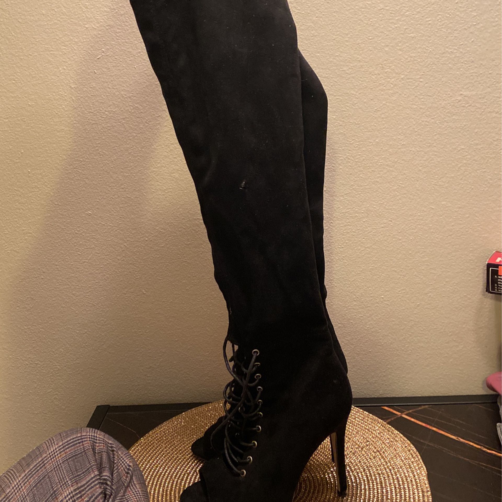 Black Lace Up Fall Boots Size 6