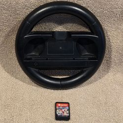 MARIO KART 8 DELUXE (2017 SWITCH) w/JOY-CON WHEEL ACCESSORY VUDEO GAME CARTRIDGE BUNDLE NINTENDO