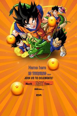 Dragon Ball Z Birthday Invitation mobile digital w/ Goku, Vegeta, Gohan