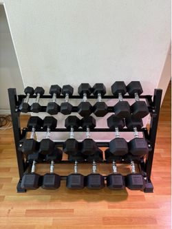 NEW 5-50 LBS Dumbbell Set & Rack $560 ONLY. 550 LBS Total 10 Pairs of Dumbbells
