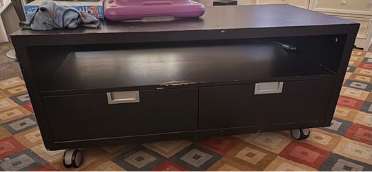 IKEA Black TV Stand with Drawers and Casters