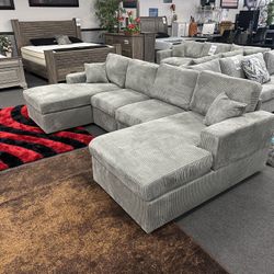 Gray Sofa Double Chaise